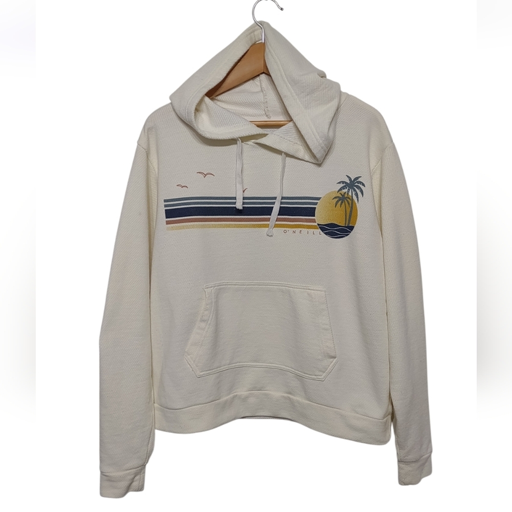 Retro O'neill Hoodie Cotton Blend Pull Over Hoodie Size Medium - Picture 2 of 8